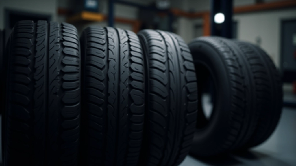 Ensemble de quatre pneus automobiles neufs alignés pour contrôle et remplacement