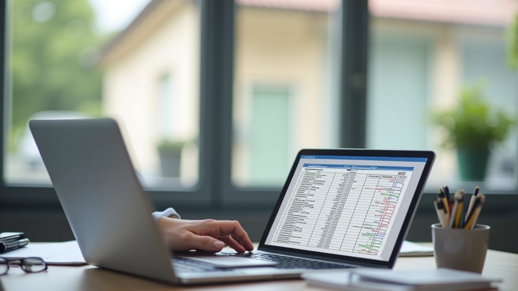 Personne travaillant sur un tableau Excel avec colonnes de budget automobile